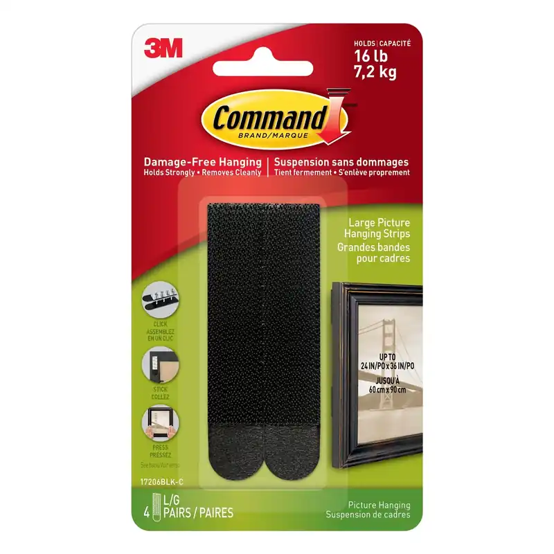 Command Black Large Picture Hanging Strips 15 Lb 4 Pk