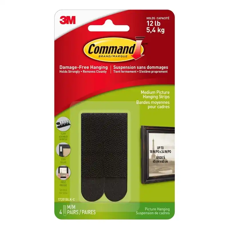 Command Black Medium Picture Hanging Strips 10 Lb 8 Pk