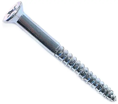 6 X 1-1/2 Zinc Phillips Flat Head Wood Screws - 100 Count