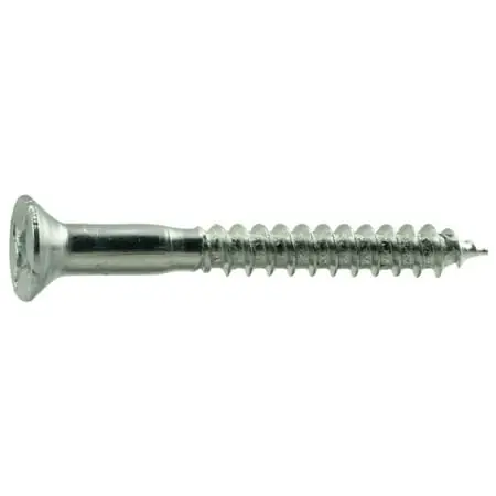10 X 1-3/4 Zinc Plated Steel Phillips Flat Head Wood Screws - 100 Count