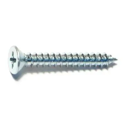 8 X 1-1/4 Zinc Plated Steel Phillips Flat Head Sheet Metal Screws - 100 Count