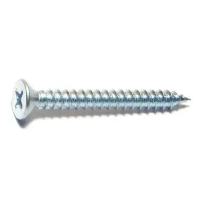 8 X 1-1/2 Zinc Plated Steel Phillips Flat Head Sheet Metal Screws - 100 Count