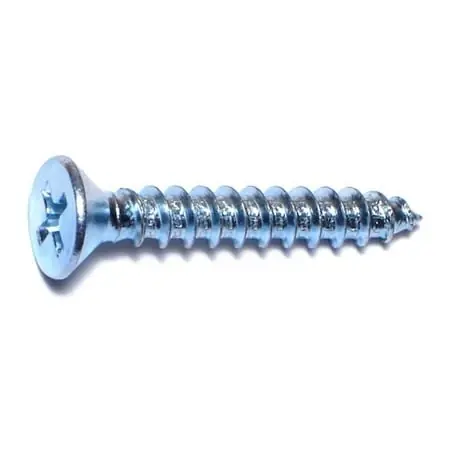 10 X 1-1/4 Zinc Plated Steel Phillips Flat Head Sheet Metal Screws - 100 Count