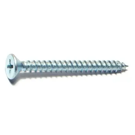 10 X 2 Zinc Plated Steel Phillips Flat Head Sheet Metal Screws - 100 Count