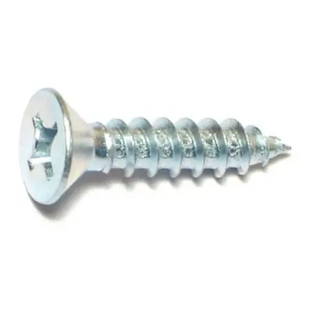 12 X 1 Zinc Plated Steel Phillips Flat Head Sheet Metal Screws - 100 Count