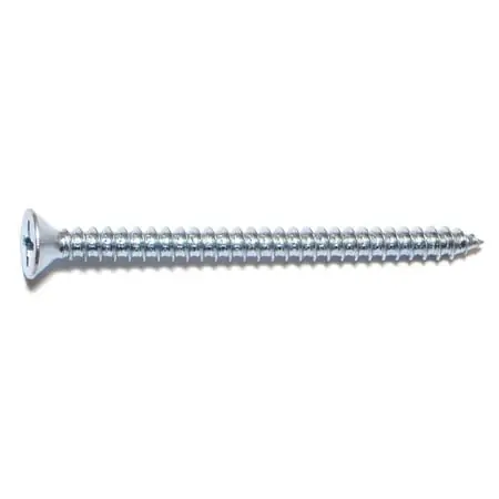 12 X 3 Zinc Plated Steel Phillips Flat Head Sheet Metal Screws - 100 Count