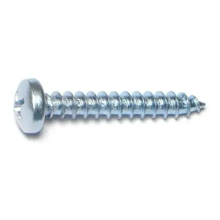 10 X 1-1/4 Zinc Plated Steel Phillips Pan Head Sheet Metal Screws - 100 Count