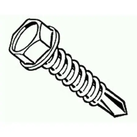14 X 1 Inch Zinc Hex Washer Self-drilling Screws - Box Of 100