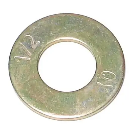 1/2 Inch Yellow Zinc Grade 8 Sae Flat Washers - Durable Steel Construction