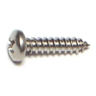4 X 1/2" Phillips Pan Head Stainless Steel Sheet Metal Screws 18-8 - 100 Count