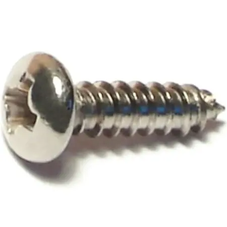 6 X 1/2 Inch Stainless Steel Phillips Pan Sheet Metal Screws - 100 Count