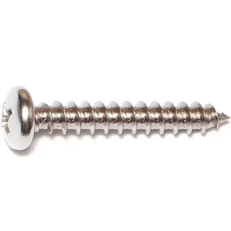 10 X 1-¼" Stainless Steel Phillips Pan Sheet Metal Screws - 30 Count
