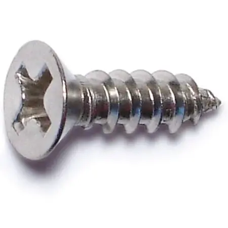 6 X 1/2 Inch Phillips Flat Sheet Metal Screws Stainless Steel 18-8 - 100 Count