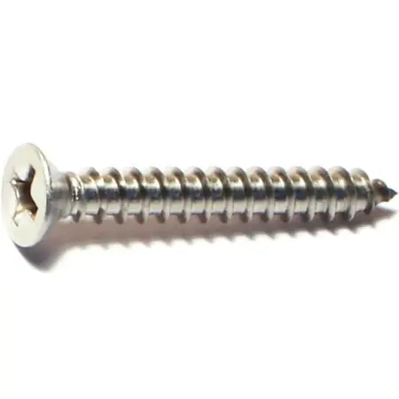 8 X 1-1/4 Inch Phillips Flat Sheet Metal Screws Stainless Steel 18-8 - 100 Count