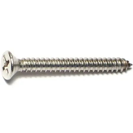 8 X 1-1/2 Inch Stainless Steel Phillips Flat Sheet Metal Screws - 30 Count