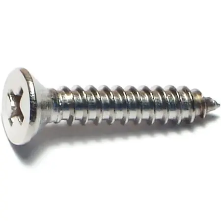 10 X 1 Inch Stainless Steel Phillips Flat Sheet Metal Screws - 18-8 Hardness