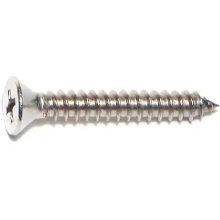 10 X 1-1/4 Inch Phillips Flat Sheet Metal Screws Stainless Steel 18-8 - 30 Count