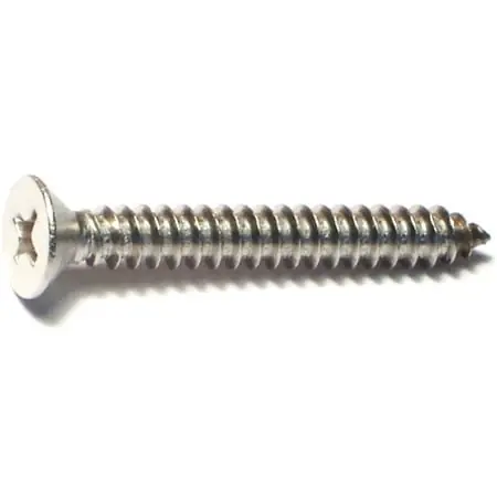 10 X 1-1/2 Inch Phillips Flat Sheet Metal Screws Stainless Steel 18-8 - 30 Count