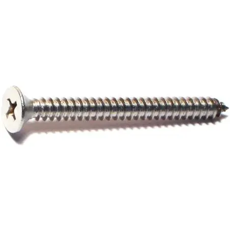 10 X 2 Inch Stainless Steel Phillips Flat Sheet Metal Screws - 18-8 Grade