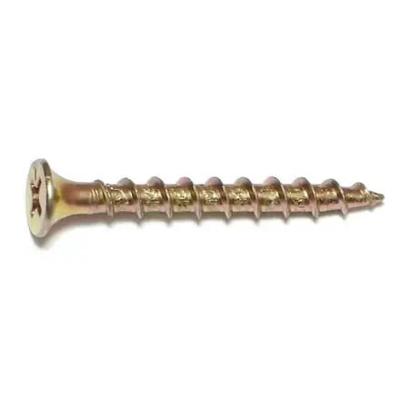 8 X 1-1/2" Yellow Zinc Phillips Bugle Head All Purpose Screws - Coarse Thread