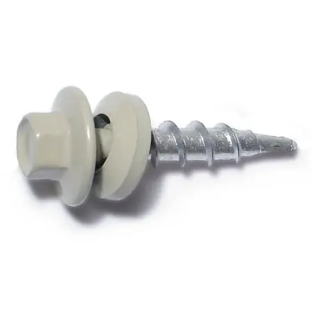 10-14 X 1 Self-drilling Beige Painted Steel Hex Washer Head Pole Barn Screws