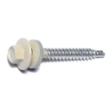 10-14 X 1-1/2 Inch Painted Beige Self-drilling Pole Barn Screws - Hex Washer Head