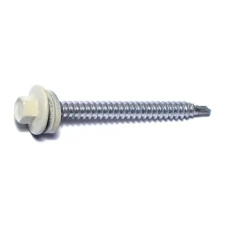 10-14 X 2 Self-drilling Beige Painted Steel Hex Washer Head Pole Barn Screws
