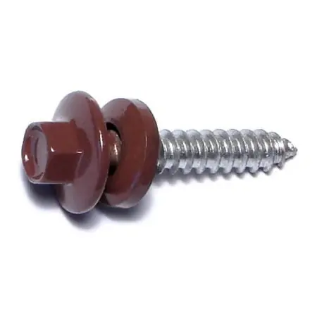10-14 X 1" Brown Painted Steel Hex Washer Head Self-drilling Pole Barn Screws