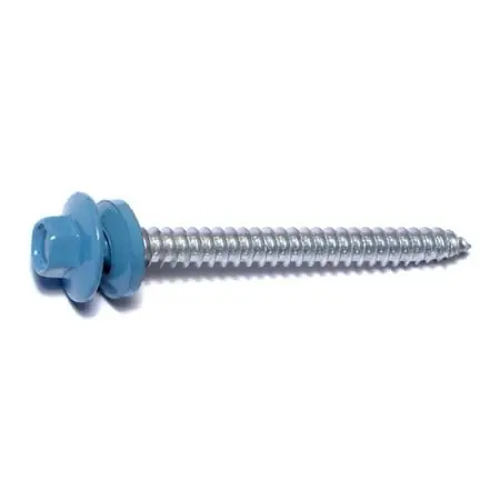 10-14 X 2 Blue Painted Steel Hex Washer Head Self-drilling Pole Barn Screws