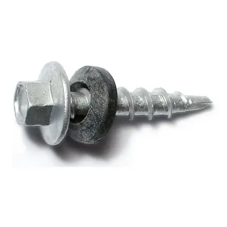 10-14 X 1 Silver Ruspert Coated Steel Self-drilling Pole Barn Screws - Hex Washer Head