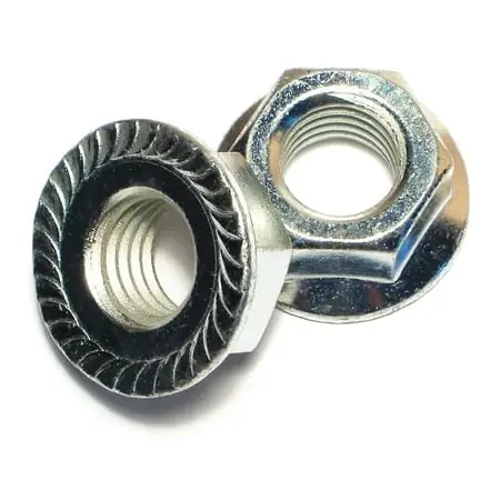 5/8-11 Zinc Plated Coarse Thread Hex Serrated Flange Nuts - Case Hardened Steel