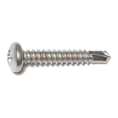 8 X 1" Phillips Pan Self-drilling Sheet Metal Screws Stainless Steel 410 - 100 Count