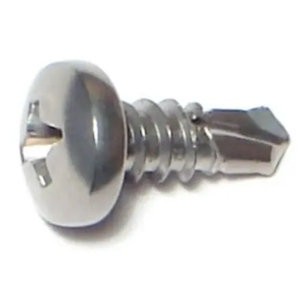10 X 1/2" Phillips Pan Self-drilling Sheet Metal Screws Stainless Steel 410 - 100 Count
