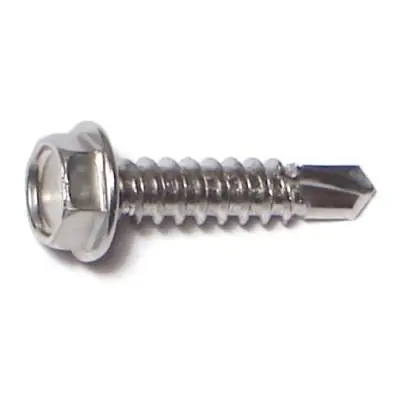8 X 3/4 Inch Hex Head Self-drilling Sheet Metal Screws Stainless Steel 410 - 100 Count