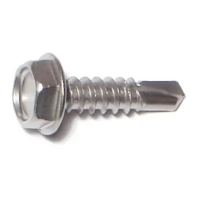 10 X 3/4 Stainless Steel Hex Head Self-drilling Sheet Metal Screws 100 Count