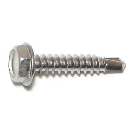 10 X 1" Hex Head Self-drilling Sheet Metal Screws Stainless Steel 18-8 - 50 Count