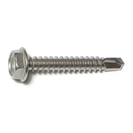 10 X 1-1/4 Inch Hex Head Self-drilling Sheet Metal Screws Stainless Steel 18-8