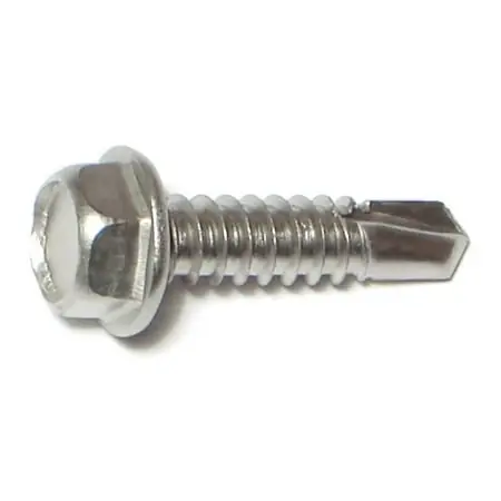 14 X 1" Hex Head Self-drilling Sheet Metal Screws Stainless Steel 410 - 50 Count