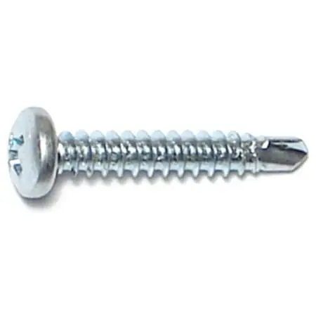 6 X 3/8 Inch Zinc Phillips Pan Self-drilling Screws - 100 Count Box