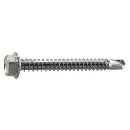 12 X 2" Hex Head Self-drilling Sheet Metal Screws Stainless Steel 410 - 50 Count