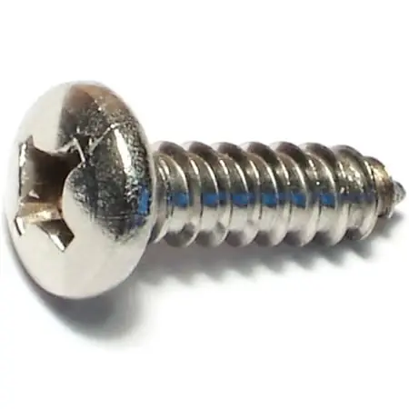 12 X 1" Stainless Steel Phillips Pan Sheet Metal Screws - 100 Count