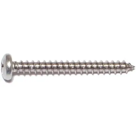12 X 2" Stainless Steel Phillips Pan Sheet Metal Screws - 18-8 Hardness