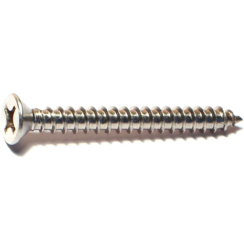 12 X 2 Stainless Steel Phillips Flat Head Sheet Metal Screws - 50 Count Box