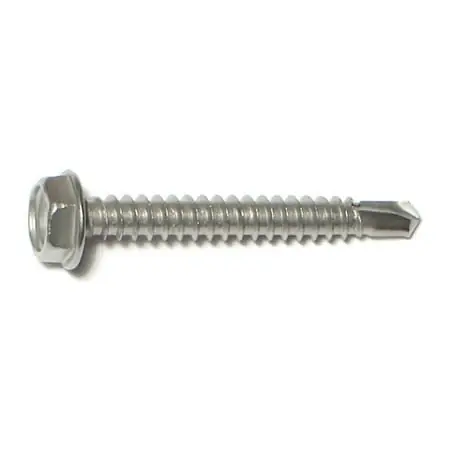 10 X 1-1/2 Inch Hex Head Self-drilling Sheet Metal Screws Stainless Steel 410