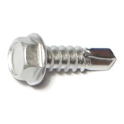 12 X 3/4" Hex Head Self-drilling Sheet Metal Screws Stainless Steel 410 - 50 Count