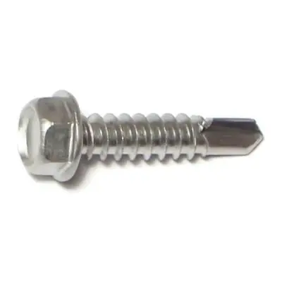 12 X 1" Hex Head Self-drilling Sheet Metal Screws Stainless Steel 410 - 50 Count