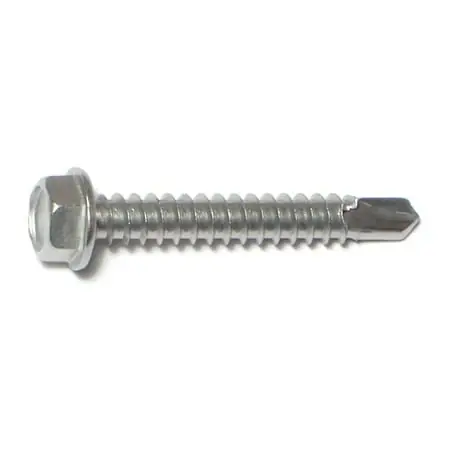 12 X 1-1/2 Hex Head Self-drilling Sheet Metal Screws Stainless Steel 410