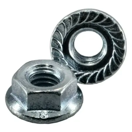 6mm-1.0 Zinc Plated Class 8 Steel Coarse Thread Serrated Flange Nuts (12 Pcs.)