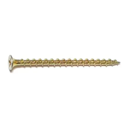 8 X 2-1/2 Yellow Zinc Phillips Bugle Head All Purpose Screws - 100 Count