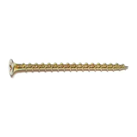 8 X 2-1/2 Yellow Zinc Phillips Bugle Head All Purpose Screws - Coarse Thread